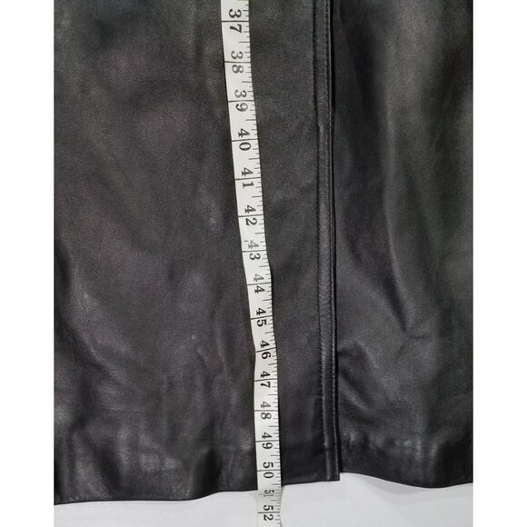 Colebrook & Co. Black Leather Lined Trench Coat Women's L Biker Goth Western - Picture 3 of 16